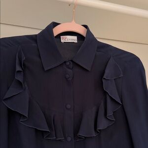 RED VALENTINO navy blue 100% silk blouse